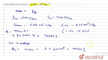 Calculate the heat required to convert 3 kg of ice at `-12^(@)C` kept in a calorimeter to steam at