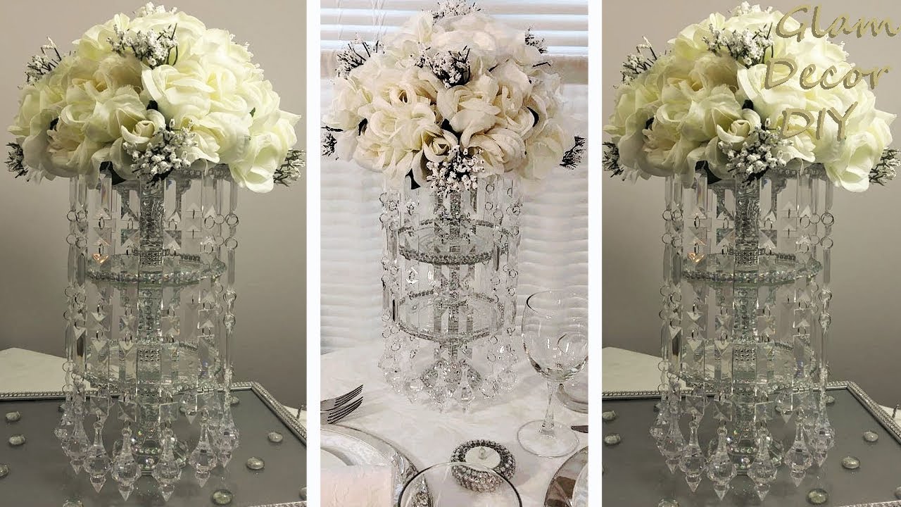 Dollar Tree DIY Glam Bling Crystal Pendant Wedding Centerpiece - YouTube