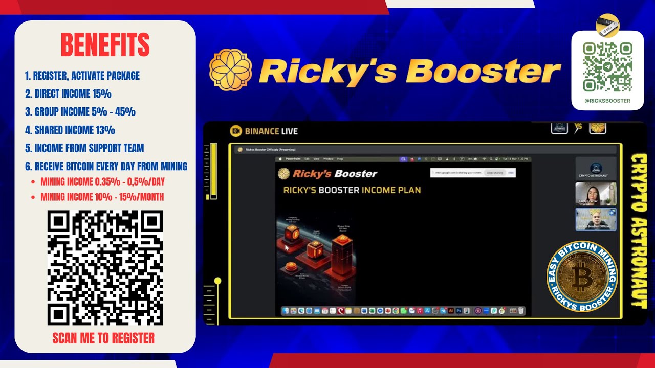 Rickys Booster | Binance Live | Mining Without Hardware | Easy Cloud Mining | Bitcoin Mining.