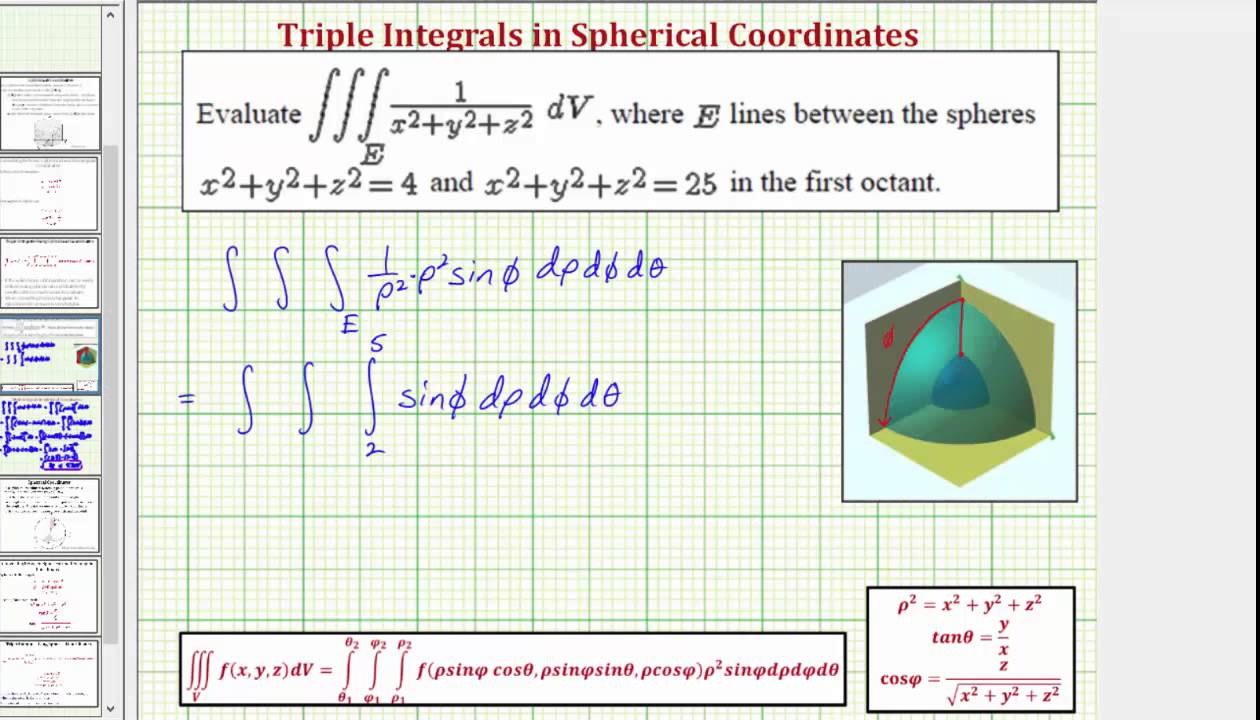 Evaluate A Triple Integral Using Spherical Coordinates Triple Integral Of 1 X 2 Y 2 Z 2 Youtube