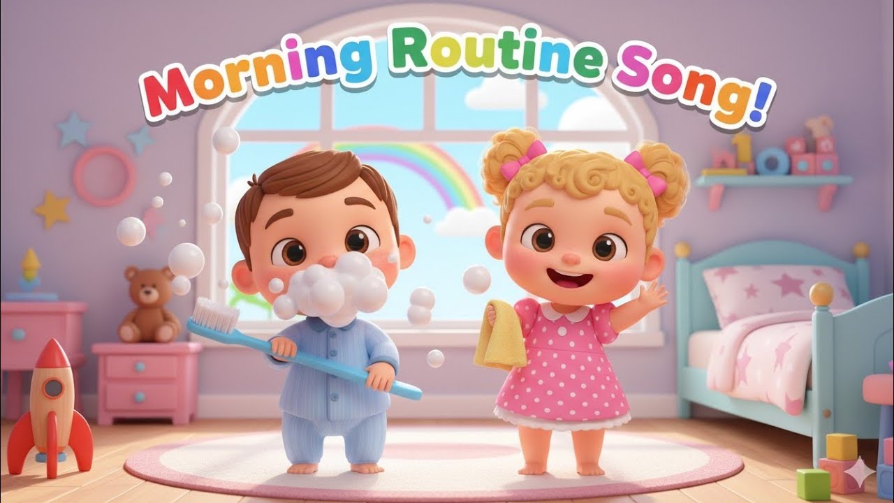 Baby Twins Learn to Clean, Dress & Play Fun Cartoon Nursery Rhyme