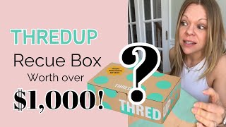 This ThredUp Mystery Rescue Box was worth over $1,000!! Check out these brands!!