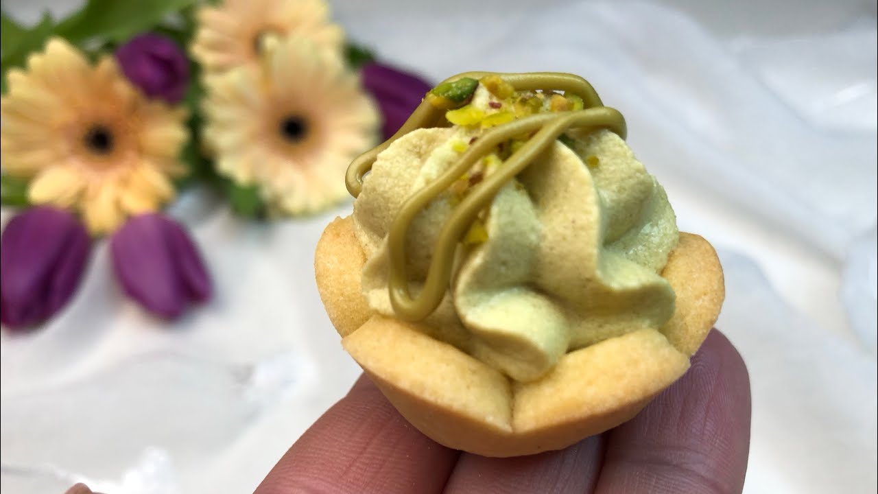 CESTINI DI PASTA FROLLA CON CREMA DI PISTACCHIO  fatti in casa RICETTA SEMPLICE
