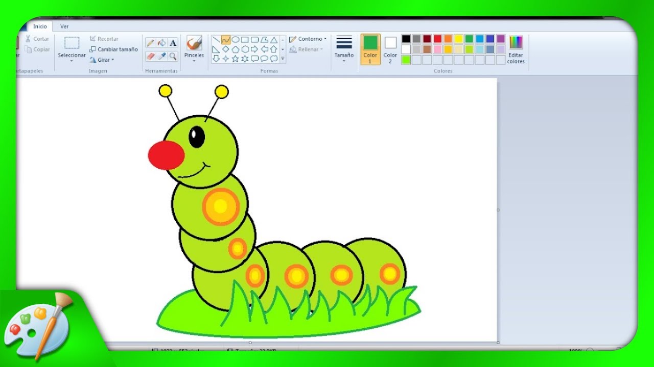 Dibujos para niños: Cómo dibujar una Oruga con Paint - thptnganamst.edu.vn