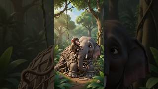 Monkey Saves Elephant! 🐒🐘 True Friendship in the Jungle ❤️ #shorts