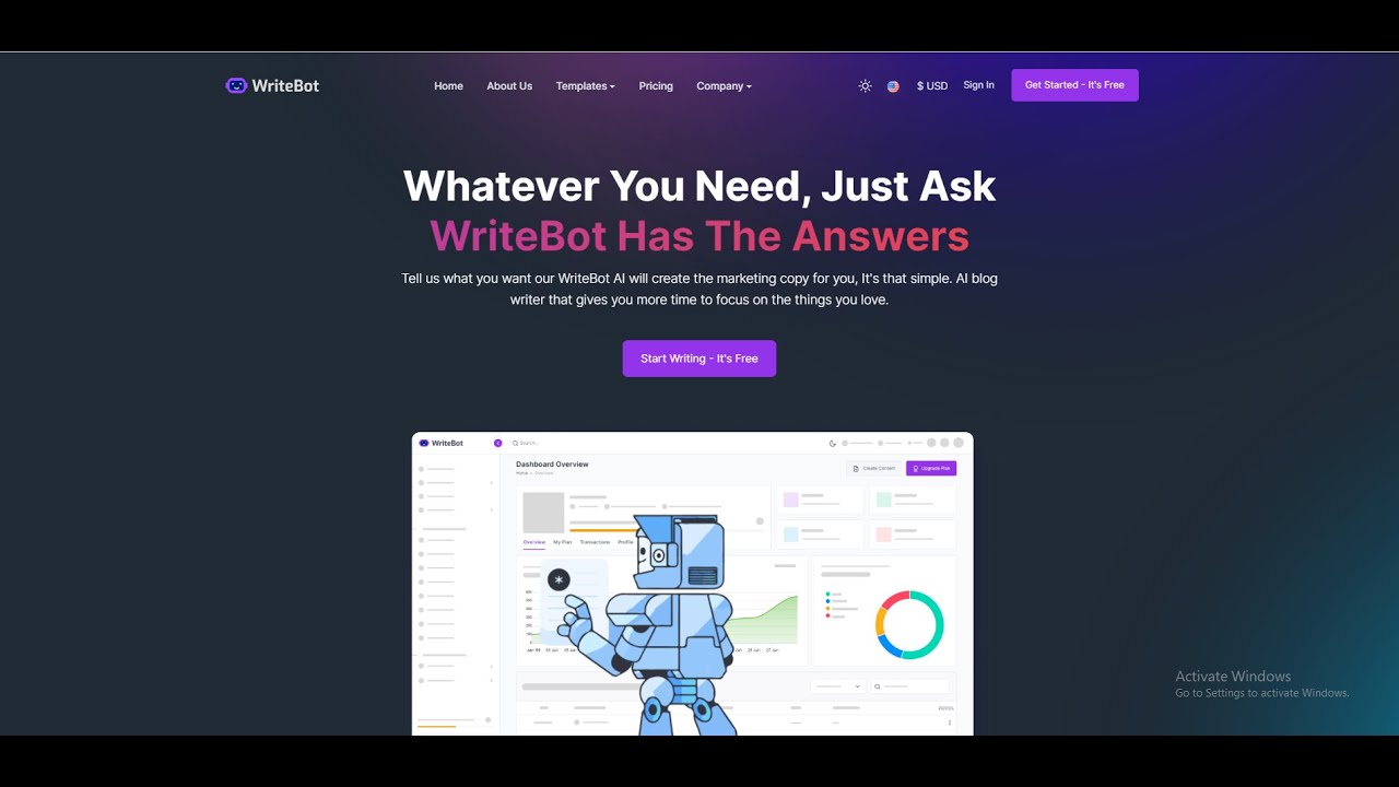 WriteBot   AI Content Generator SaaS Platform