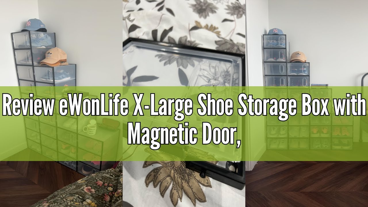 Review eWonLife X-Large Shoe Storage Box with Magnetic Door, 12 Pack ...