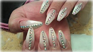 How To Ombre Acrylic Nails Coffin Shaped Diamond Designs Baby Boomer
