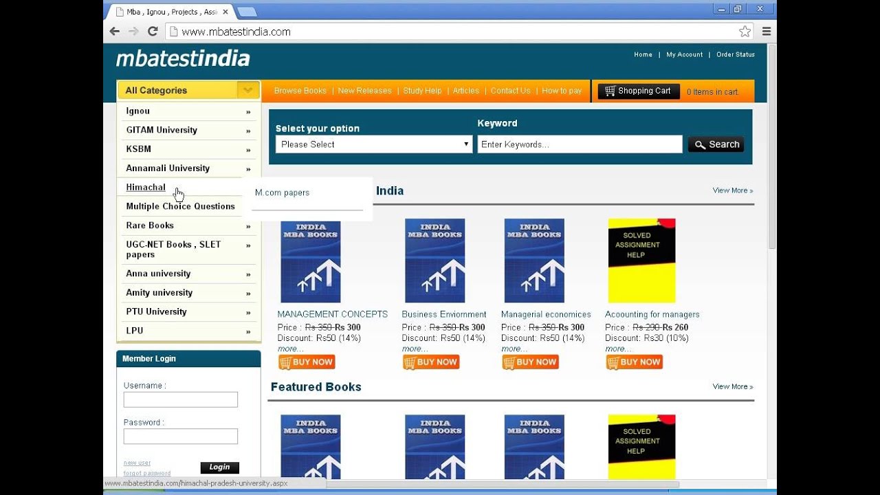 www mbatestindia com Himachal University Books