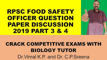 | RPSC FOOD SAFETY OFFICER- 2019 QUESTION PAPER DISCUSSION | PART- 3 and 4 | #fssai