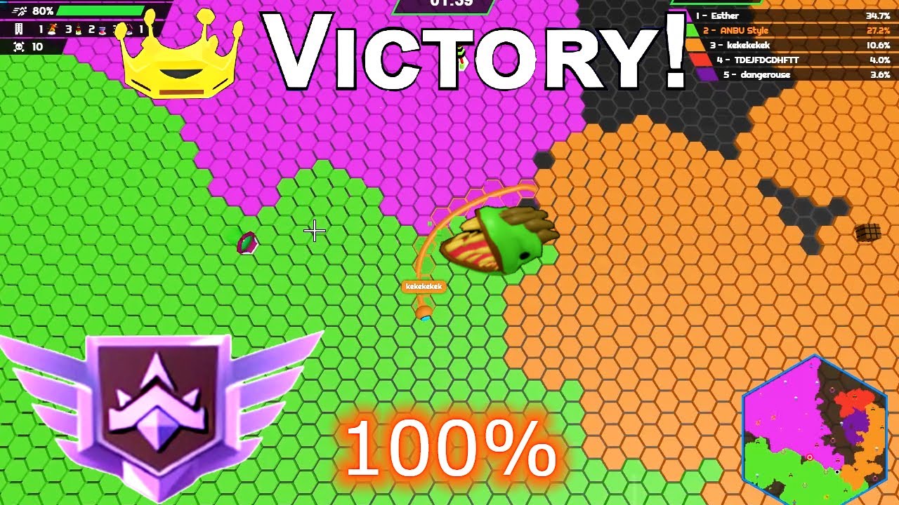 100% Map Domination. 13 Slices! | Hexanaut.io Dino Skin Gameplay. World Record Win.