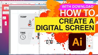 How to create clock face DIGITAL SCREEN DISPLAY + icons / Adobe® Illustrator® / DOWNLOAD // IRL 2024