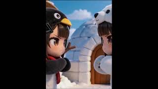 During the duel, the little bear launches a sneak attack #cute #penguin #咕咕嘎嘎 #pinguinlucu #gugugaga