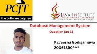 Database Management System Question Set 13| 1st Year Semester | Kaveesha Godigamuwa | Java Institute