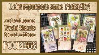 Let’s Make POCKETS using repurposed Packaging and Washi Tickets to create these Super Easy Pockets