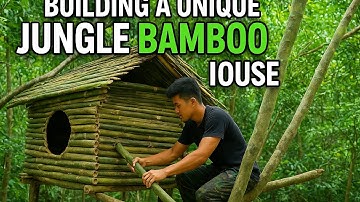 Using vines to build a shelter in the rainforest to survive | building the shelter in forest