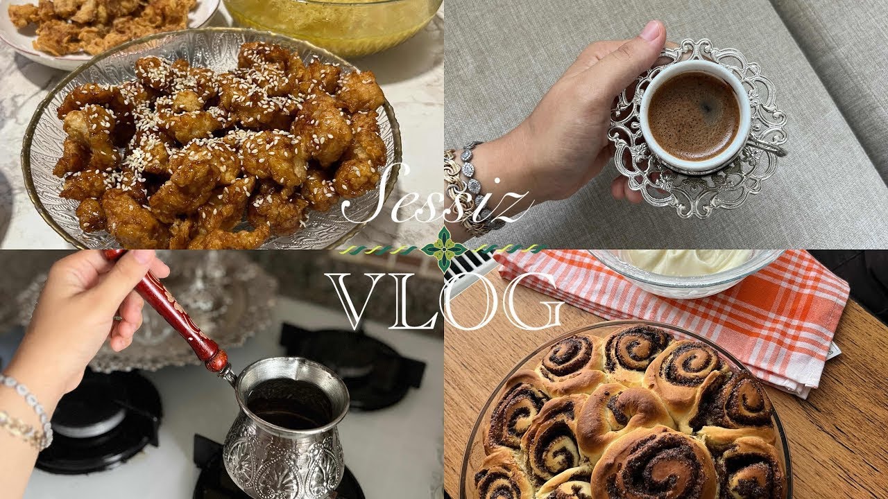 Sessiz Vlog , Benimle iki gün 🍁Sonbahar 🍂, Cinnamon rolls 🥮Kore usulü Ballı çıtır tavuk 🍗#sessizvlog