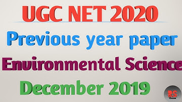 UGC Net Previous year paper || Environmental Science || Dec 2019 || RS Classes