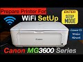 Canon pixma mg3600 prepare printer for wifi wireless setup enter setup mode