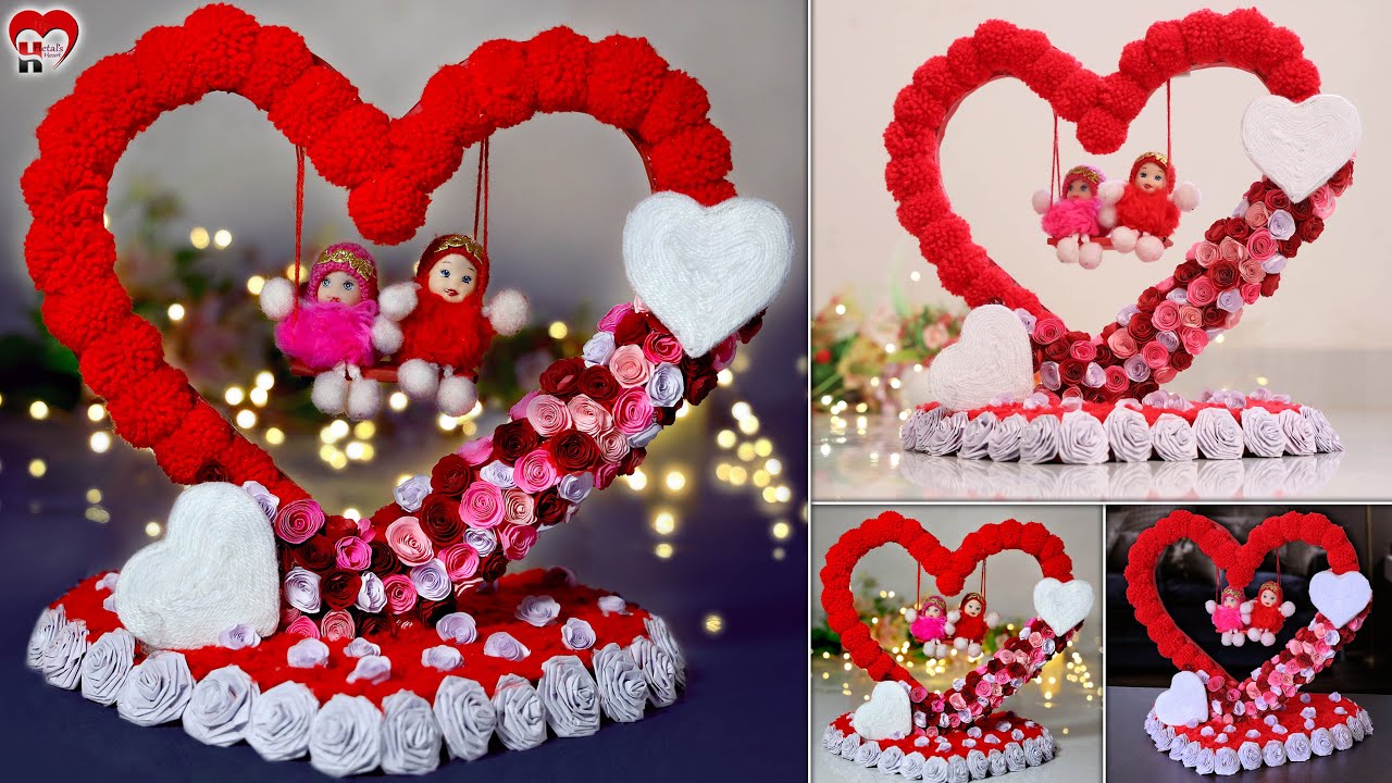 DIY Room Decor!!! Heart Showpiece Making At Home YouTube