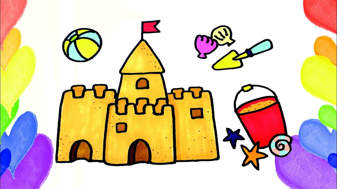 [How to draw Sandcastle for kids / Coloring pages] 모래성 그리기 - YouTube