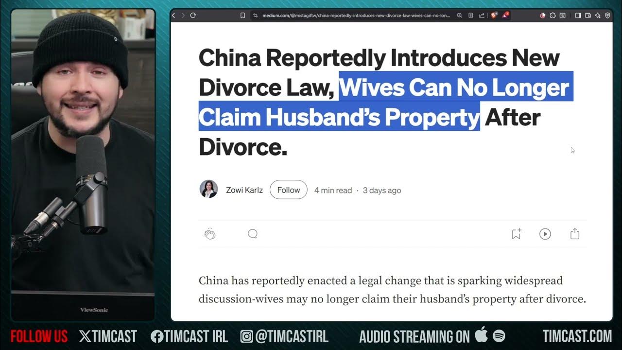 China BARS Women From TAKING Husbands Property In Divorce, Men Say ENOUGH | Tim Pool