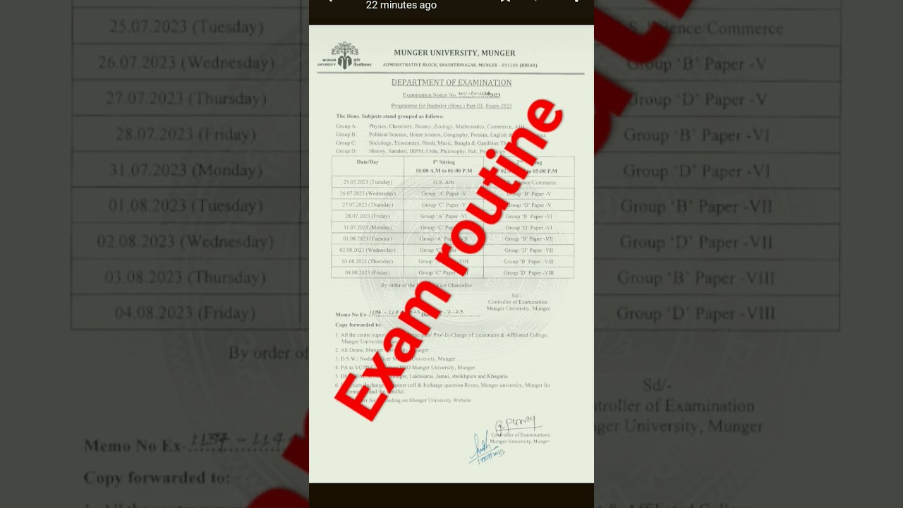 2020-2023 Munger University exam routine