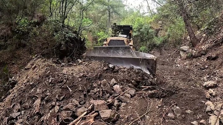 FOREST ROAD WORK WITH BULLDOZER AMONG DENSE ROCKS AND STONES 1#komatsu #caterpillar #working #global
