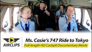 U.S. B747 Pilot Ms. Casie: Jumbo Jet into Tokyo STORM! National Airlines USA Ultimate Cockpit Movie
