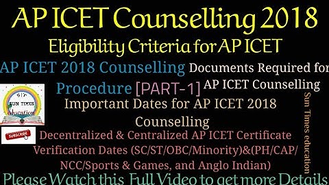 AP ICET Counselling 2018|DocumentsRequired|CounsellingProcedure|Important Dates|Full Details PART​-1