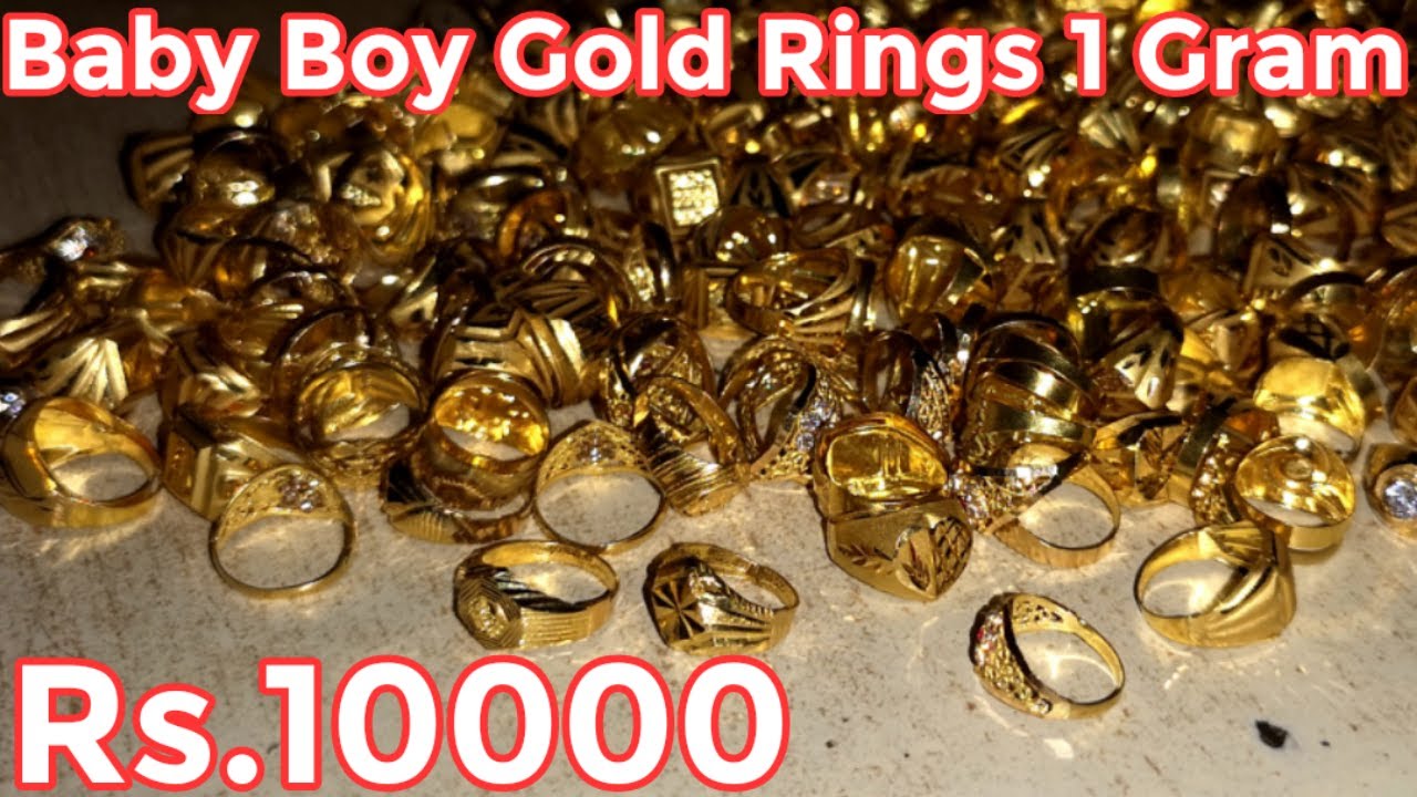 22K Gold Ring For Baby Boy - BjRi16695 - 22K Gold Ring for boys designed  with machine cuts in matte and shine finish combination.