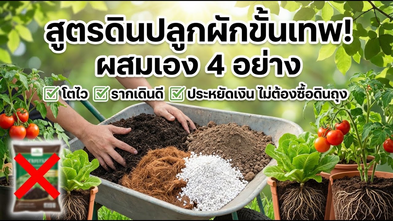 สูตรดินปลูกระดับเทพ 4 ส่วนผสม ให้รากโตไว ประหยัดสุดๆ