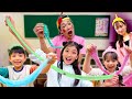 学校ごっこ お友達とシール交換してスライムをデコろう スライミーポットゼリー 