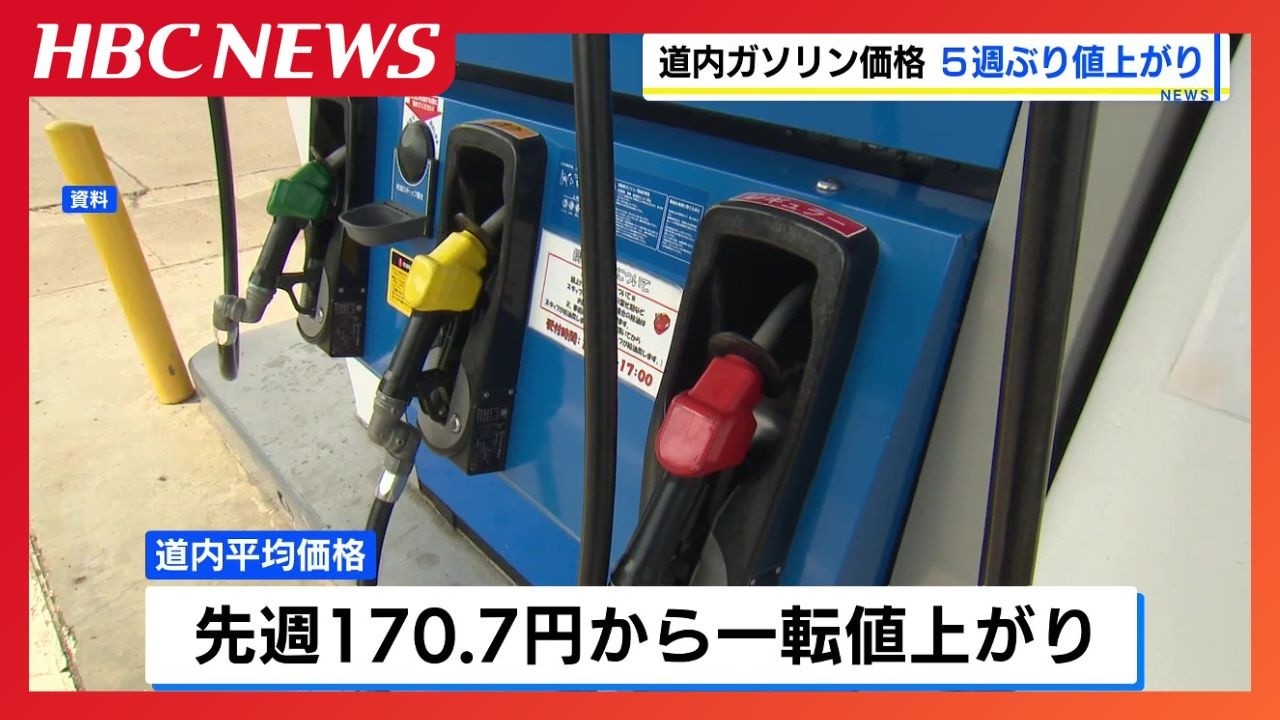 Gasoline Prices] Prices in Hokkaido rise for the first time in 5