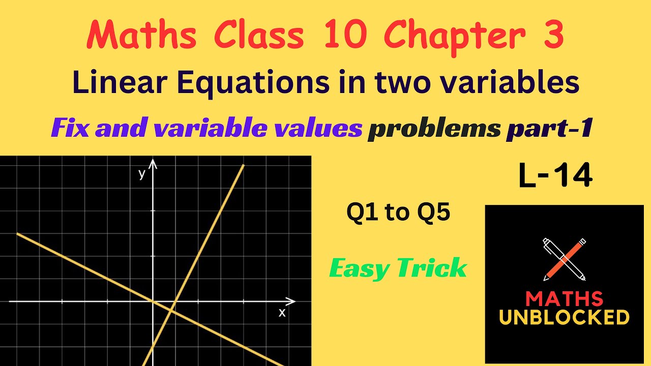Fixed And Variable Math Problem Class 10 Maths Chapter 3 | Linear Equations in Two Variables:Fixed ...