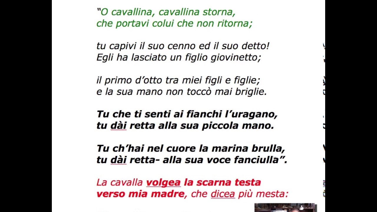 Pascoli, poesie: La cavalla storna - YouTube