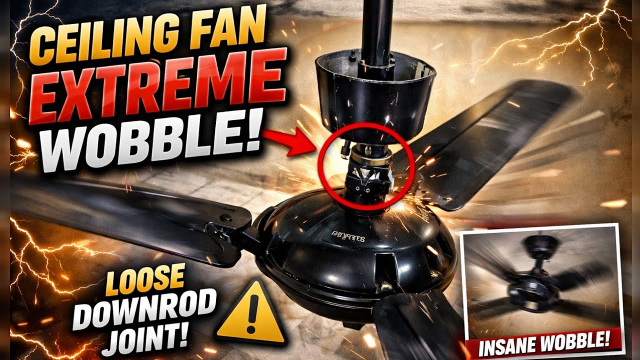 🔥 Ikia Ceiling Fan Extreme Wobble Test with Long Downrod & Multiple Loose Joints! 🔥