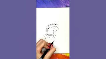 Lisa Simpson in Pink Curlers - How to Draw with Markers. Simpsons Drawing #drawing #lisasimpson