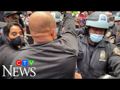 Clashes between Trump supporters and counter-protesters in NYC