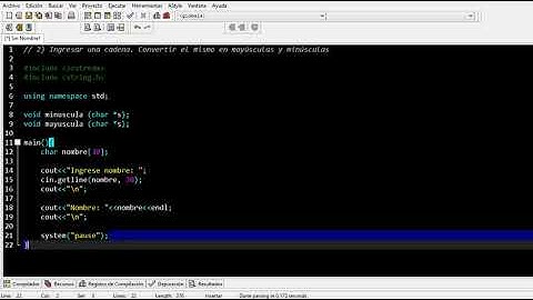 2) Ingresar una cadena. Convertir el mismo en mayúsculas y minúsculas.