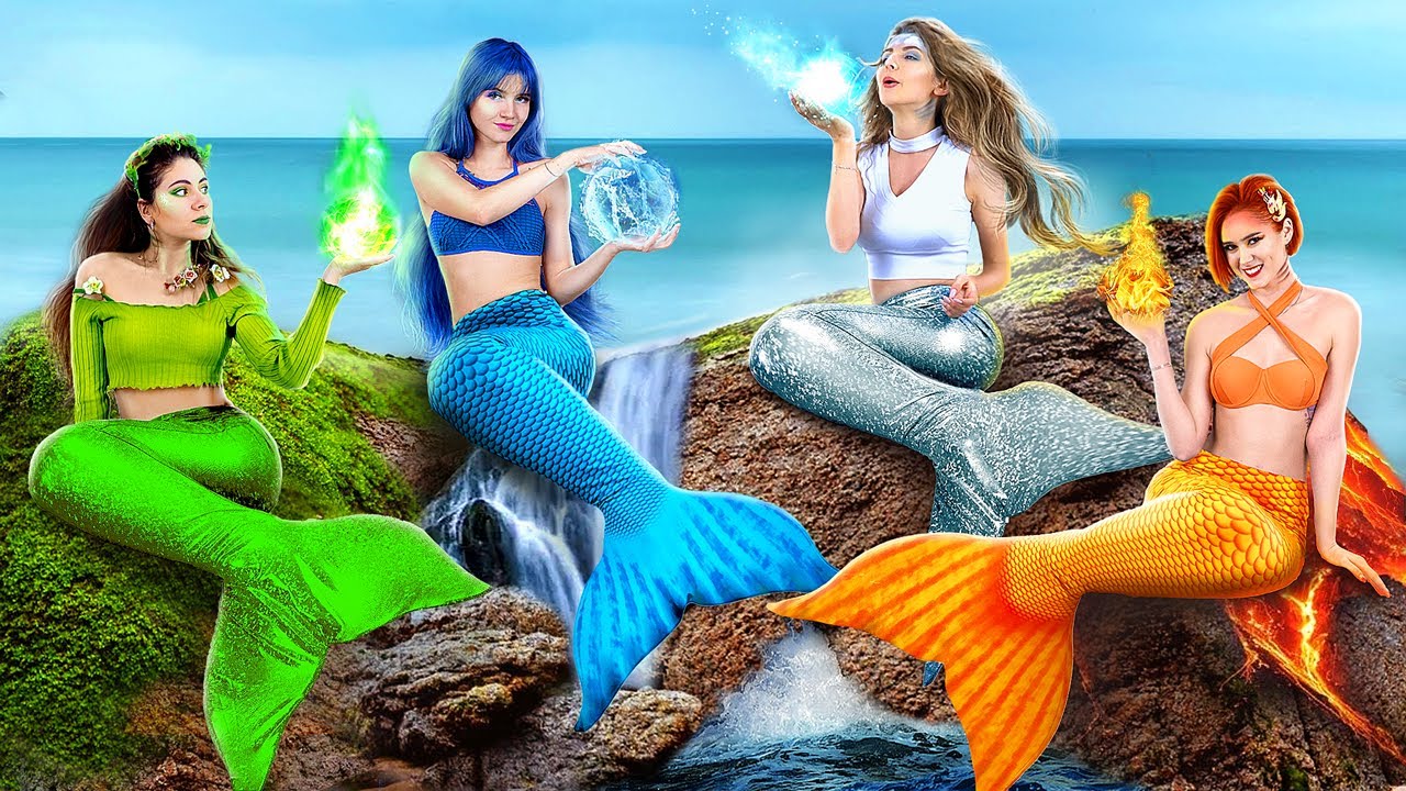 ⁣Fire, Water, Air, and Earth Mermaids! / Four Elements at College!