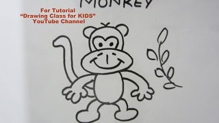How to Draw Cute MONKEY- Step by Step Tutorial for Kids