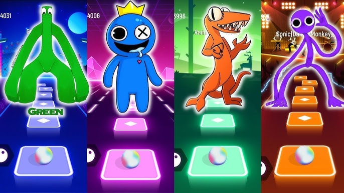 Rainbow Friends: Blue(Believer) x Green(Bones) x Orange(Dance Monkey) x  Red(Enemy) by Bemax 