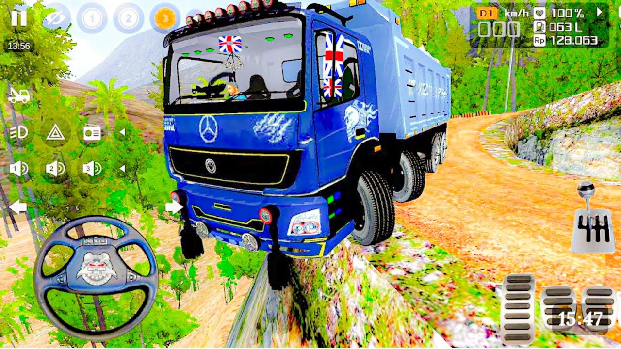 12 Wheeler Big Stones Loaded Truck Driving In Dangerous Offroad | Mod For Bus Simulator Indonesia