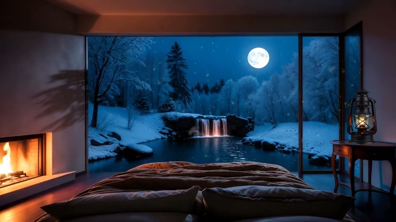 2 Hours Winter Mountain Ambience ❄️ Calming Pan Flute & Flowing Water for Deep Sleep and Stress ...