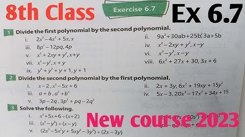 Exercise 6.7 Class 8 Math New Course 2023| Ex 6.7 unit 6 sequence and Algebra Math 8 kpk and PTB