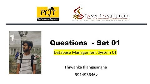 Java Institute DBMS Question Set 01