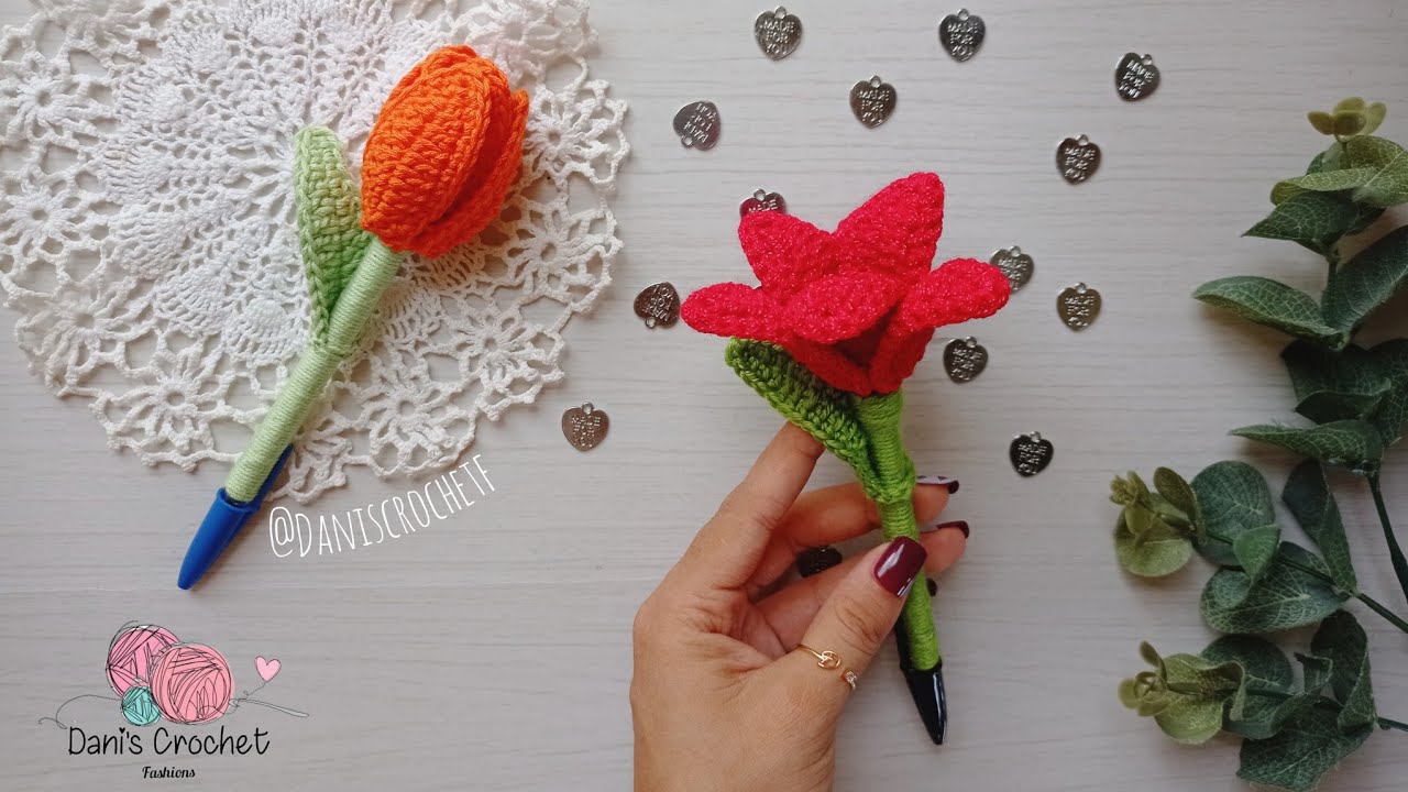 NUEVO 🌷diseño de bolígrafos de tulipán 🌷| a crochet en tendencia 💹