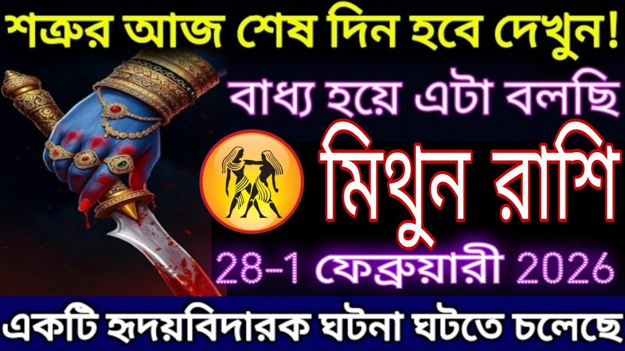 মিথুন রাশি ২৮–১ ফেব্রুয়ারি ২০২৬ | শতর্কবার্তা! আজ বড় পরিবর্তন ও হৃদয়বিদারক ঘটনার ইঙ্গিত #mithun 