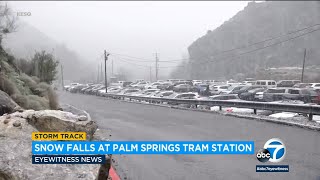 Rare sight of snow in Palm Springs tram station
